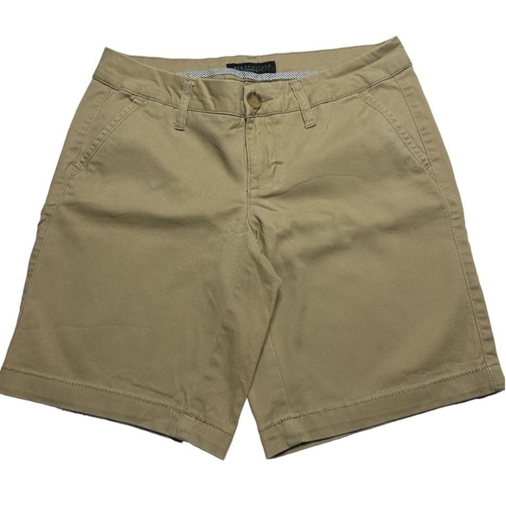 Aeropostale Womens Khaki Chino Shorts Tan Stretch Cotton Size 2 RN121726